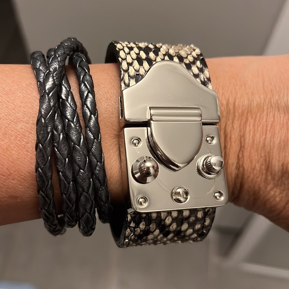 Python Bracelet And Leather Wrap Bracelet - image 5